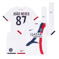 Paris Saint-Germain Joao Neves #87 Vonkajší Detský futbalový dres 2024-25 Krátky Rukáv (+ trenírky)